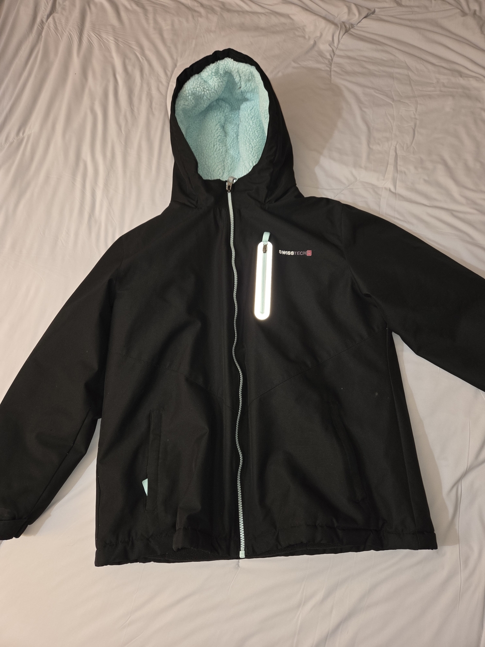 Swiss Tech Black Jacket with Light Blue Lining